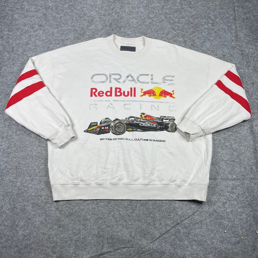Abercrombie & Fitch Sweatshirt Mens XL Cream Oracle Red Bull Racing F1 Pullover